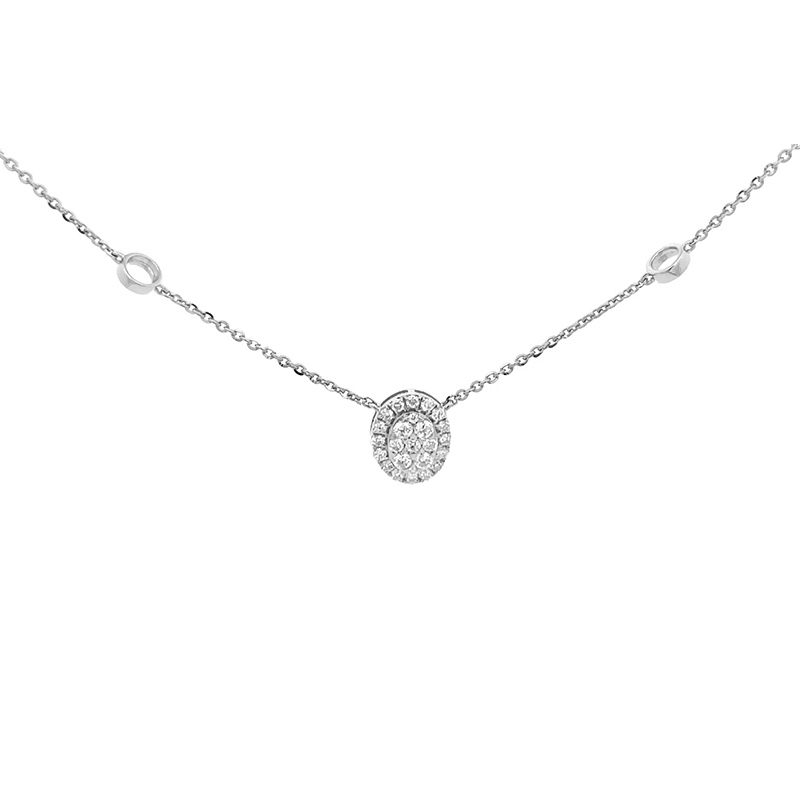 Understated Luxury - 18K White Gold Diamond Oval Pendant